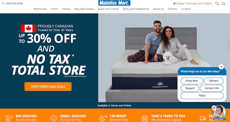 Mattress Mart website preview
